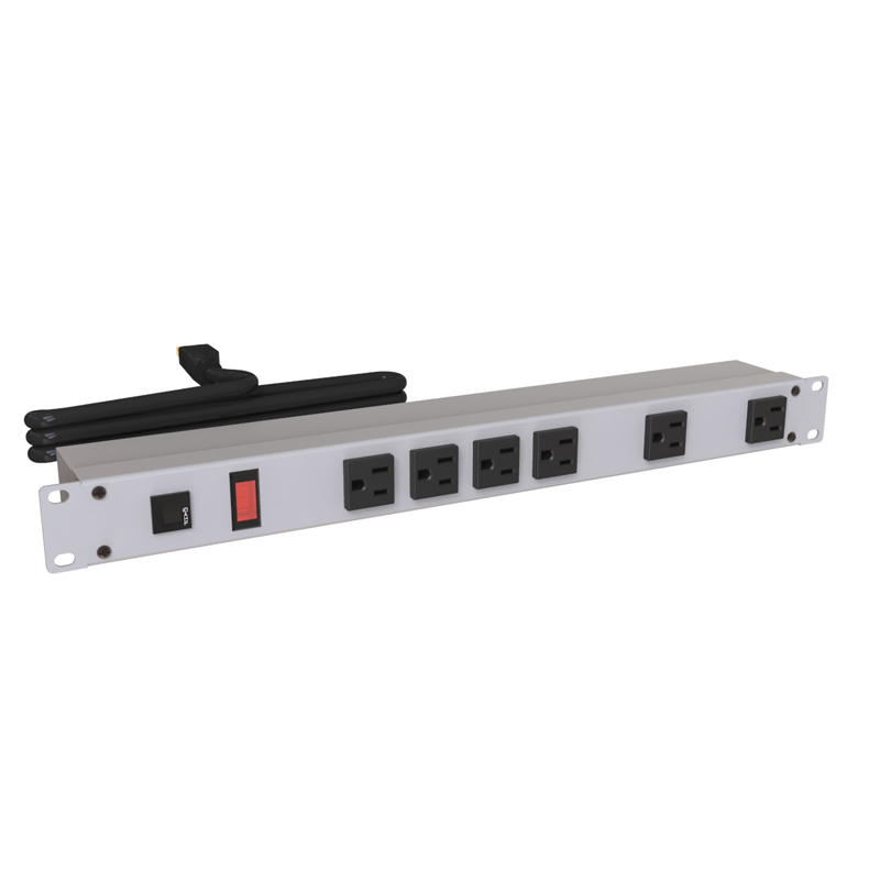 Hammond 1582 PDU (1P) 15A/125V FO (6) 5-15R P/L5-15P 6ft  GY