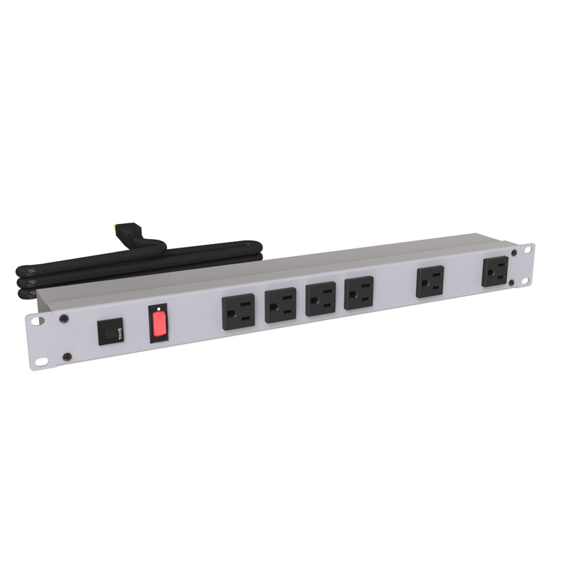 Hammond 1582 PDU (1P) 15A/125V w/Switch FO (6) 5-15R P/L5-15P 15ft  GY