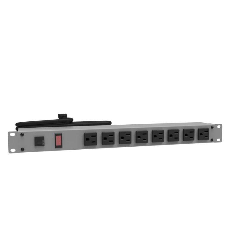 Hammond 1582 PDU (1P) 15A/125V FO (8) 5-15R P/L5-15P 15ft  GY