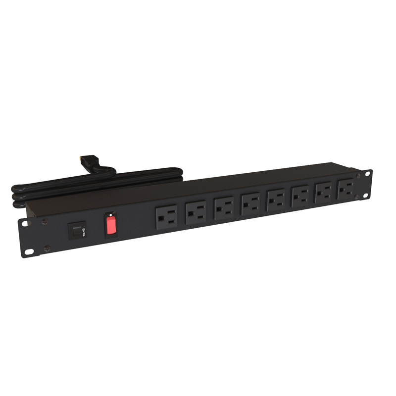 Hammond 1582 PDU (1P) 15A/125V w/Switch FO (8) 5-15R P/L5-15P 6ft BK