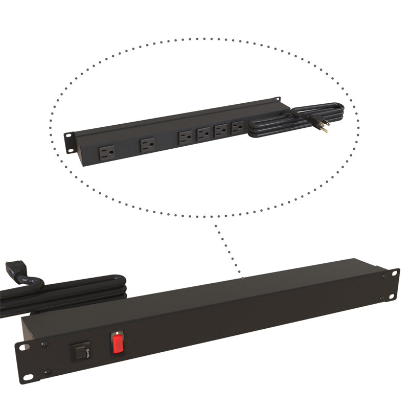 Hammond 1583 PDU 15A/125V (1P) I/Switch RO(6)5-15R P(L5-15P) 6 ft BK