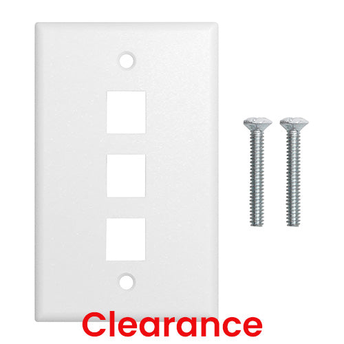 Primewired Wall Plate for Keystone - Glossy White, 3 Port