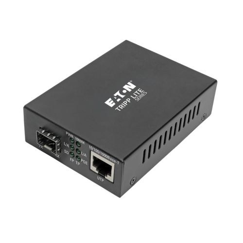 Tripp Lite Media Converter Gigabit SFP Fiber to Ethernet Media Converter, POE+