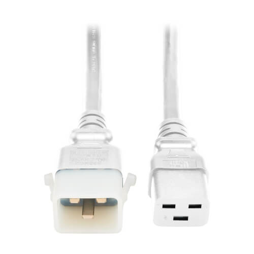 Tripp Lite PDU Power Cord C19 to P-Lock C20 - 20A, 250V, 12 AWG 4ft White, 6pk