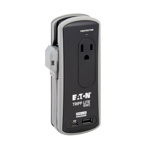 Tripp Lite 2-Outlet Travel-Size Surge Protector 5-15R  Outlets, USB-C and USB-A