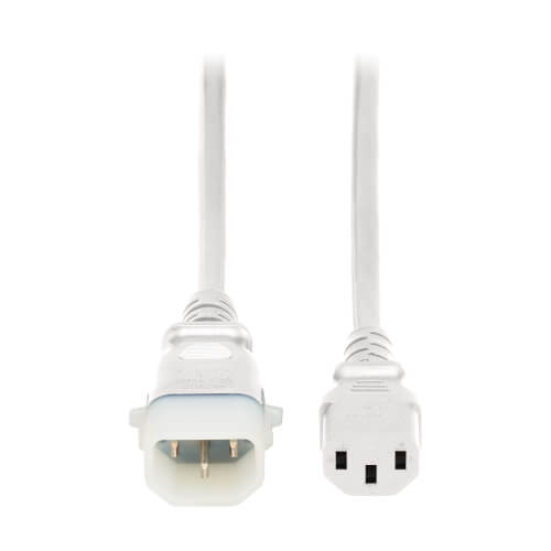 Tripp Lite PDU Power Cord C13 to P-Lock C14 -15A, 250V, 14AWG 3ft White, 6pk