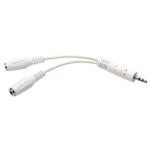 Tripp Lite 3.5mm Mini Stereo Cable adapter Y Splitter (M to 2x F) White, 6-in