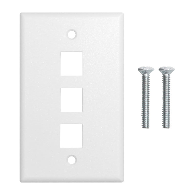 Primewired Wall Plate for Keystone - Matte White, 3 Port