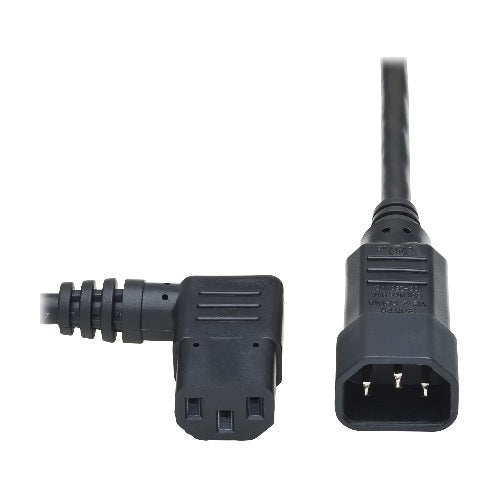 Tripp Lite Power Cord Extension C13  Left-Angle to C14 PDU 10A/250V 2ft Black