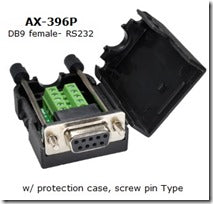 DB9 female - RS232 w/ protection case & screw pin