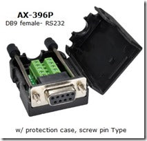 DB9 female - RS232 w/ protection case &amp; screw pin
