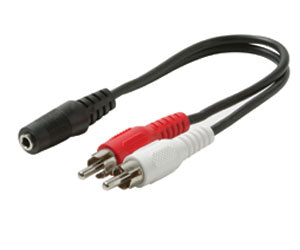 Y Adapter  6 &#39;&#39; 2 RCA Plugs to 3.5 Stereo Jack