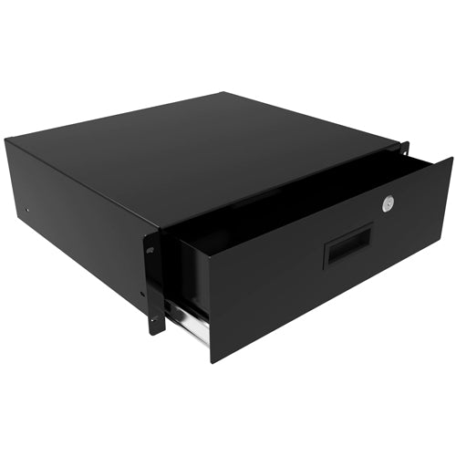 Hammond, RDRW Series, Rack Mount Locking Storage Drawer, 2U, 12"slide, Black