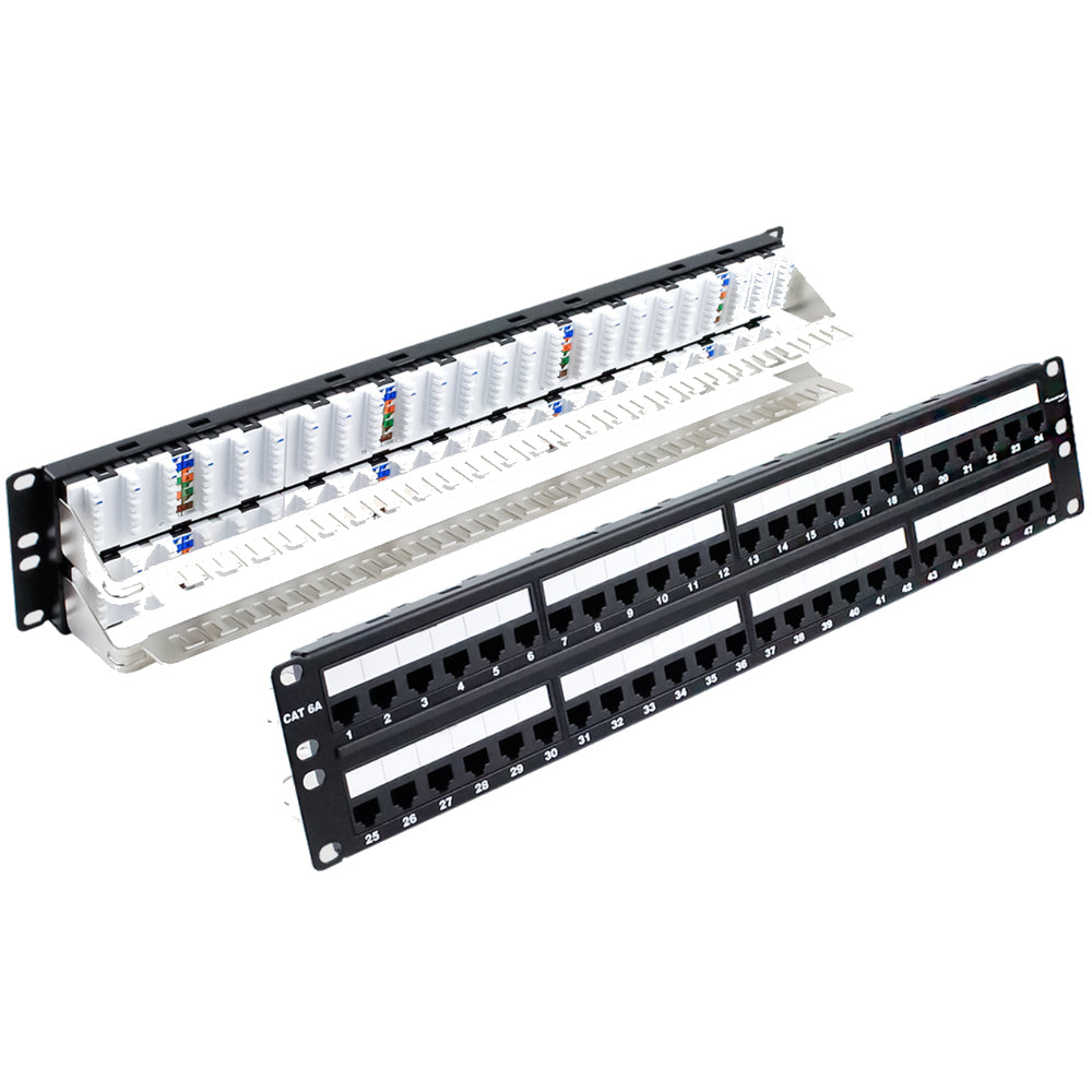 Wavenet Patch Panel C6A, 110-Type, 48 Port, 1U, T568A/B, Rear Cmgt Bar