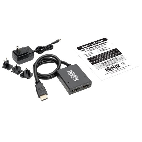 Tripp Lite HDMI Splitter 2 Port UHD 4K, International AC Adapter