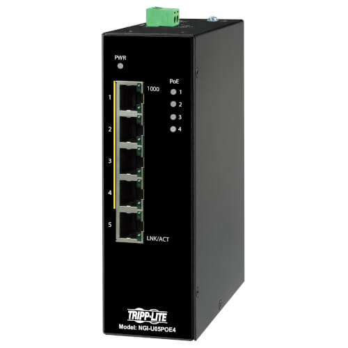 Tripp Lite Switch Industrial Unmanaged  5-Port Gigabit, PoE+ 30W