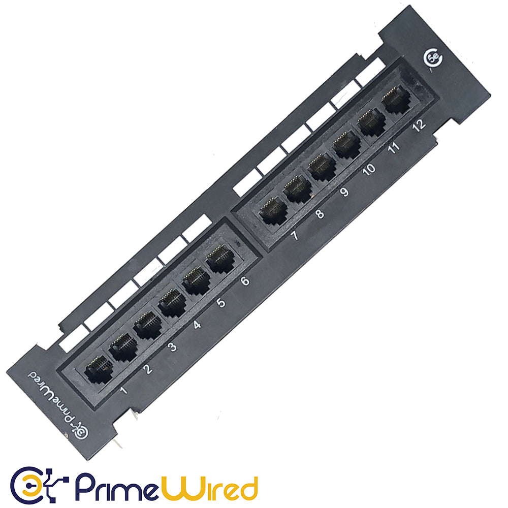 Primewired Patch Panel Cat5e Wall Mount Mini 110 Type 12 Port